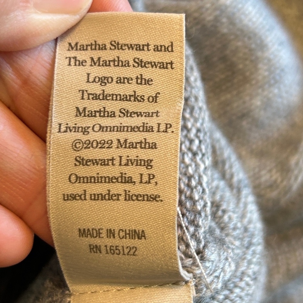 New Martha Stewart Wool Cashmere Large Sweater Bishop Ballon Sleeve Heather Gray - Picture 8 of 11